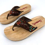 Skechers Skecher Cali Womens Beaded Slip On Flat Flip Flop Thong Sandals Brown Size 7 Photo 0