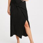 Vince  Pleated Tie Front Midi Skirt Black Women’s Size XS Slit Gathered Waist Photo 0