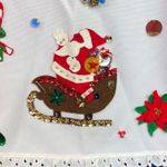 Vintage Christmas Skirt Santa Handmade Long Maxi Blue White Sequin Felt Lace Size L Photo 7