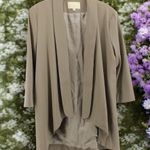 Alberto Makali ‎ Elegant Tan Open Front Drape Blazer Office Siren Careerwear M Photo 0