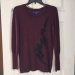 Apt. 9 NEW Sequin Lace Burgundy Sweater Women’s Size Small Appliqué red crewneck maroon Photo 2