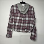 Aeropostale Aéropostale Juniors Size Small Flannel Hoodie Shirt Cropped Plaid Button Photo 7