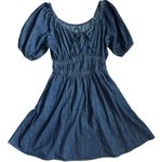 Gap  Smocked Denim Mini Dress Dark Wash Size‎ Medium Tall Photo 2
