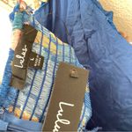 NEW Lulus Tea Party Chic Floral Print Tie Strap Tiered Midi Dress Blue Size L Photo 4