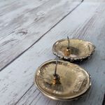 Vintage Napier Earrings For Pierced Ears Black & Gold Tone Photo 5