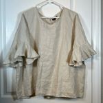 For Cynthia Plus Size  100% Linen S/S Tan Bell Sleeves Blouse Size 2X EUC #6767 Photo 1