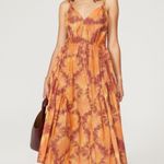 Ulla Johnson Valentina Orange Tie Dye Print A-Line Sleeveless Midi Dress Size 0 Photo 0