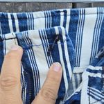 Free People  Blue and White Striped Straight Leg Jeans Photo 8