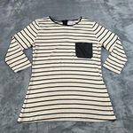 Romeo + Juliet Couture Crewneck Stripe Faux Leather Trim Top Size Small NEW Photo 0