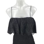 ZARA  Black Sleeveless Embroidered Smocked Cami Tank Mini Bodycon Dress Size M Photo 2