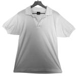 Fruit of the Loom Best Tee White Gemstone Rhinestone Button Collar T-Shirt Top Photo 0