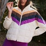 Free People FP Movement x Hatch NWT Ivory Chevron Combo Printed Maternity Puffer Jacket Photo 0