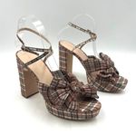 Loeffler Randall  Natalia Plaid Platform Bow Heels Brown Pink Photo 0