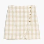 Madewell NEW  Linen Blend Tulip Hem Mini Skirt Undyed NE700 Check Print Size 00 Photo 0