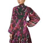 MISA Los Angeles MISA Jessa Turtleneck Smocked Print dress in Holiday Sparkle Photo 0