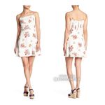 Socialite  Smocked Back Skater Dress M Ivory Floral Mini Flowered Photo 1