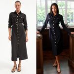 Veronica Beard NWT  Jaden Shirtdress Size 6 Black with Gold Button Detail Photo 11