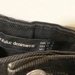 ZARA  Size‎ XS Black Raw Hem Denim Jean Mini Skirt Photo 2