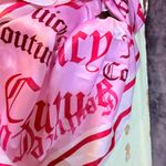 Juicy Couture Pink Logo Scarf • Satin Square Bandana • Hot Pink Script Print NWT Photo 3