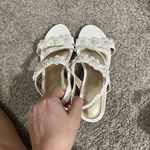 new sparkly floral bridal white wedge saandals 39 Size 8 Photo 4