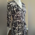 Leota Black & Cream Print Faux-Wrap 3/4 Sleeve Stretch ModCloth  Dress Small Photo 2