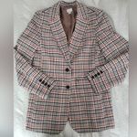 A New Day Brown Pink Rust Plaid Two Button Tailored Blazer Jacket Oversized Small Lined Photo 2
