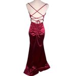 Windsor  Satin Lace Up Strappy Dress Medium Wine Red Photo 4