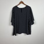 Maggie Barnes Blouse Top Womens 4X Black Polka Dot Short Sleeve Relaxed Fit Boxy Photo 3