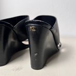Karl Lagerfeld  Black Leather Open Toe Wedge Sandals Women’s Size 7.5 Designer Photo 6