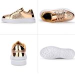 NWT Shiny Gold Glittery Low Top Sneakers Photo 4