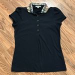 Burberry  Brit Nova Check ruched Collar Polo Shirt Black Size M button cotton Photo 1