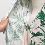 Emily McCarthy Pale Pink Green Tropical Leaves True Wrap Short Sleeve Dress XL Photo 9