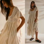Free People  Ethereal Bohemian Bring The Romance Midi Maxi Dress Neutral XL Photo 7