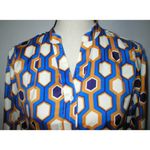 The Limited Womens New  Blouse Work Play Blue Orange Cream Geometric Purple S Top Photo 1