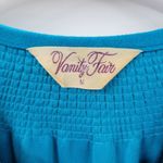 Vanity Fair VTG House Coat Womens M Blue Embroidered Collar Cuffs Fleece Long Photo 1