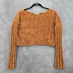 FAVLUX  Yellow Crop Chenille Ribbed Sleeve Y2K VTG Academia Cozy Sweater Small Photo 0