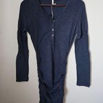 Lanston Dress Ruched Henley Long Sleeve Mini Navy Blue Casual Neutral Comfy Size M Photo 11