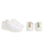 J.Crew  Platform Canvas Sneakers with Stripe White Style BN868 Size 8 Photo 1