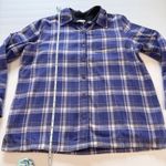 LL Bean Fleece Lined Flannel Purple Plaid Shirt Jacket Shacket MEDIUM Photo 9