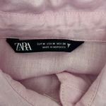 ZARA Women Tunic Top M Pink Linen Button Up Preppy Coastal Beachy Cottage Vacay Photo 1