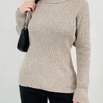 vtg y2k heathered oatmeal fitted turtleneck sweater top size xl Photo 1