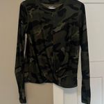Old Navy Green Camouflage Crew Neck Fitted Top with Front Knot Detail Photo 0