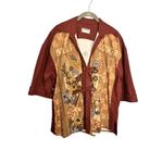 Free People NEW We The Free Pressed in Flowers Embroidered Floral Kimono Brown Photo 4