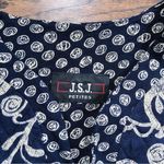 vintage • 90s floral quilted jacket navy cream rayon cropped JSJ Petites boho Photo 2