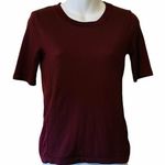 Athleta  burgundy ribbed short sleeve fitted top Photo 0