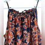 Xhilaration Xhileration Floral Maxi Boho Dress - Navy & Orange Floral. Tassel Ties & Slits Photo 2