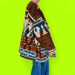 Vintage Sunbelt Sportswear Brown Teal Blue Tribal Wool Wrap Jacket Photo 4