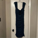 PRETTYGARDEN NWT  Off The Shoulder Ruched Bodycon Dress Midi Dress Navy size XL Photo 2