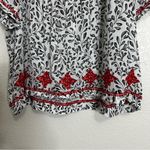 J. Jill White Embroidered Tassel Front Tie Embroidered Peasant Top, Size XL Black Photo 3