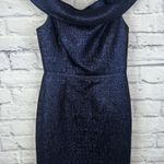 Rickie Freeman x Teri Jon Jacquard Blue Metallic Cocktail Dress Size 6 READ Photo 0